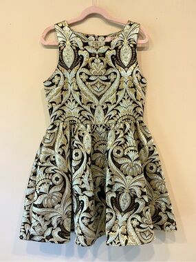 GB girls Black and Gold Jacquard Party Dress